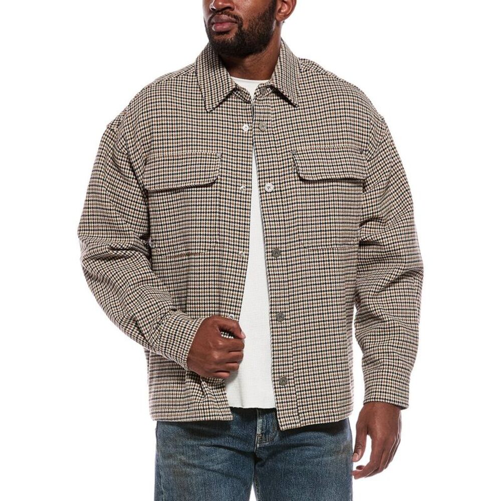 Palm Angels Mens Woven Overshirt, Tan
